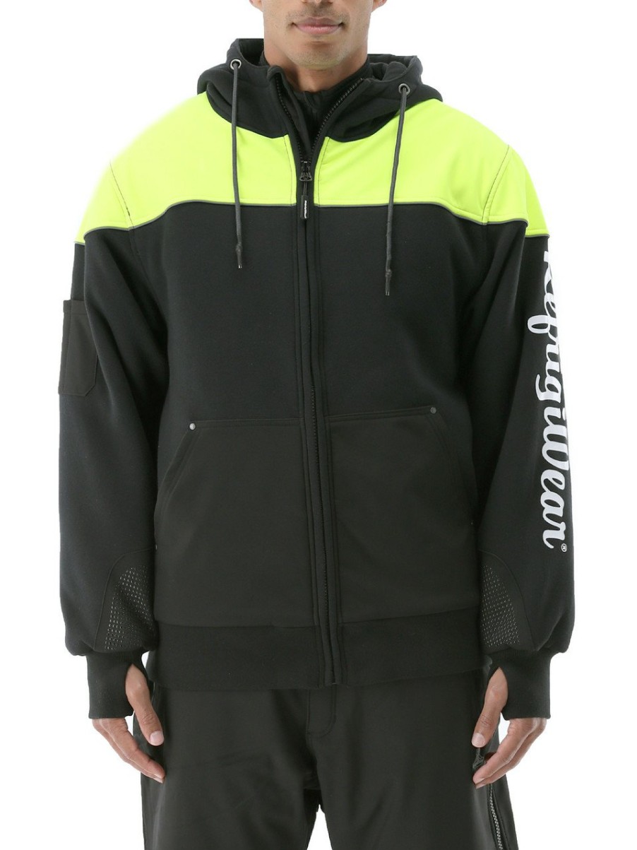 RefrigiWear Freezer Edge® Hooded Sweatshirt Black/Lime Felpe E Pile