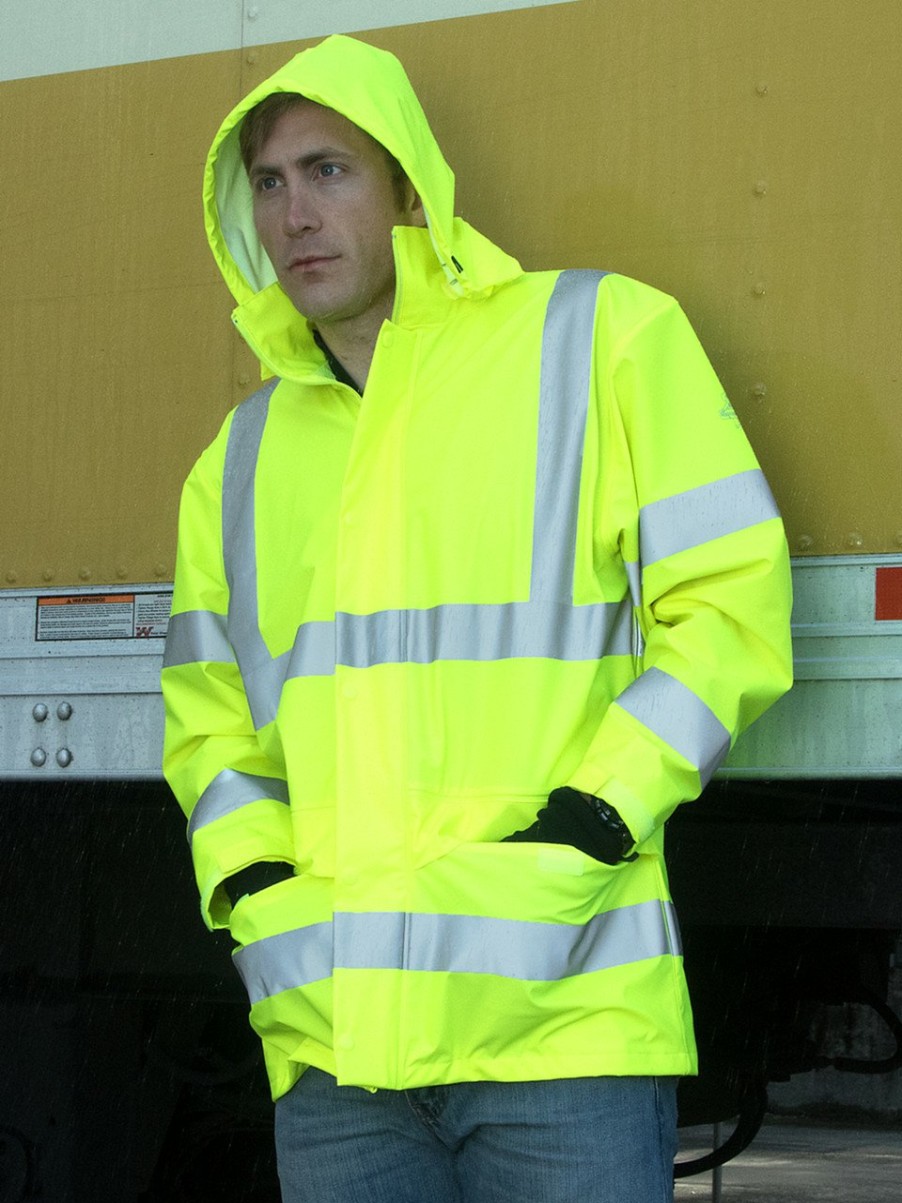 RefrigiWear Hivis Rainwear Jacket Lime Abbigliamento Antipioggia