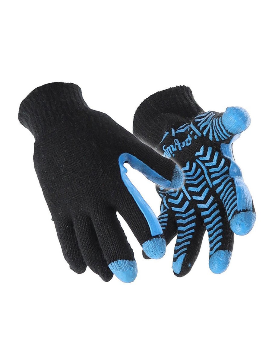 RefrigiWear Dual-Layer Herringbone Grip Gloves With 3-Finger Dip Black Guanti In Maglia