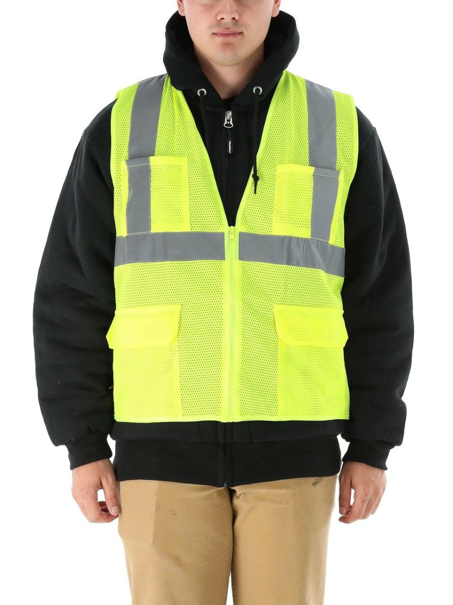 RefrigiWear Zipper Mesh Safety Vest Bretelle E Attrezzature Di Sicurezza