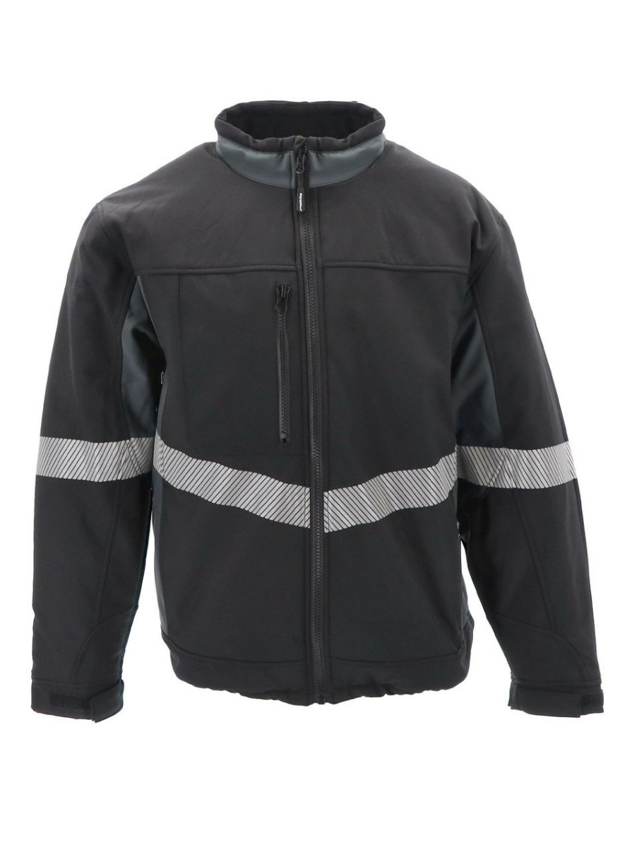 RefrigiWear Enhanced Visibility Insulated Softshell Jacket Black/Charcoal Grande E Alto