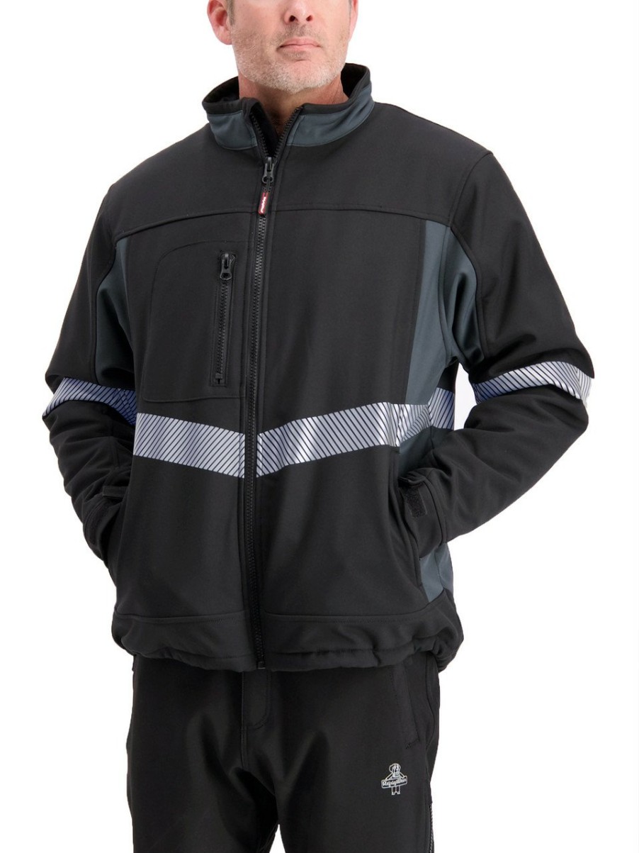 RefrigiWear Enhanced Visibility Insulated Softshell Jacket Black/Charcoal Grande E Alto