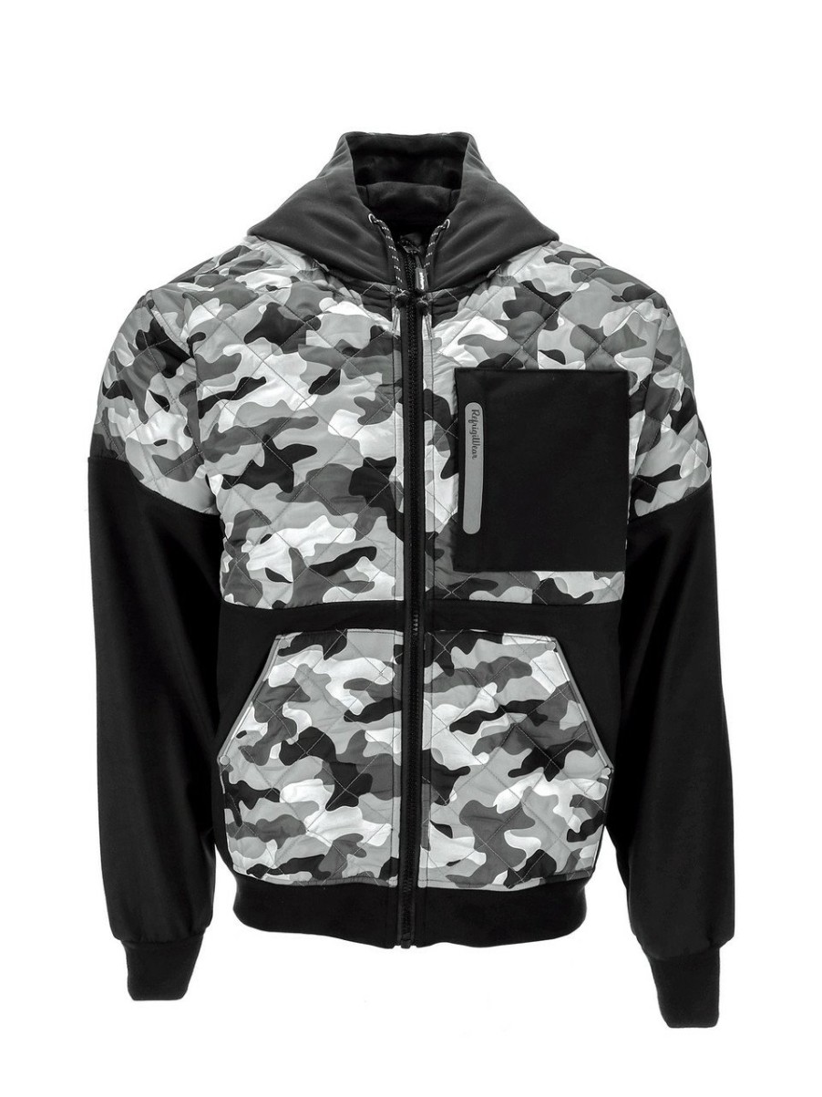 RefrigiWear Camo Diamond Quilted Hooded Jacket Black Camo Giacche