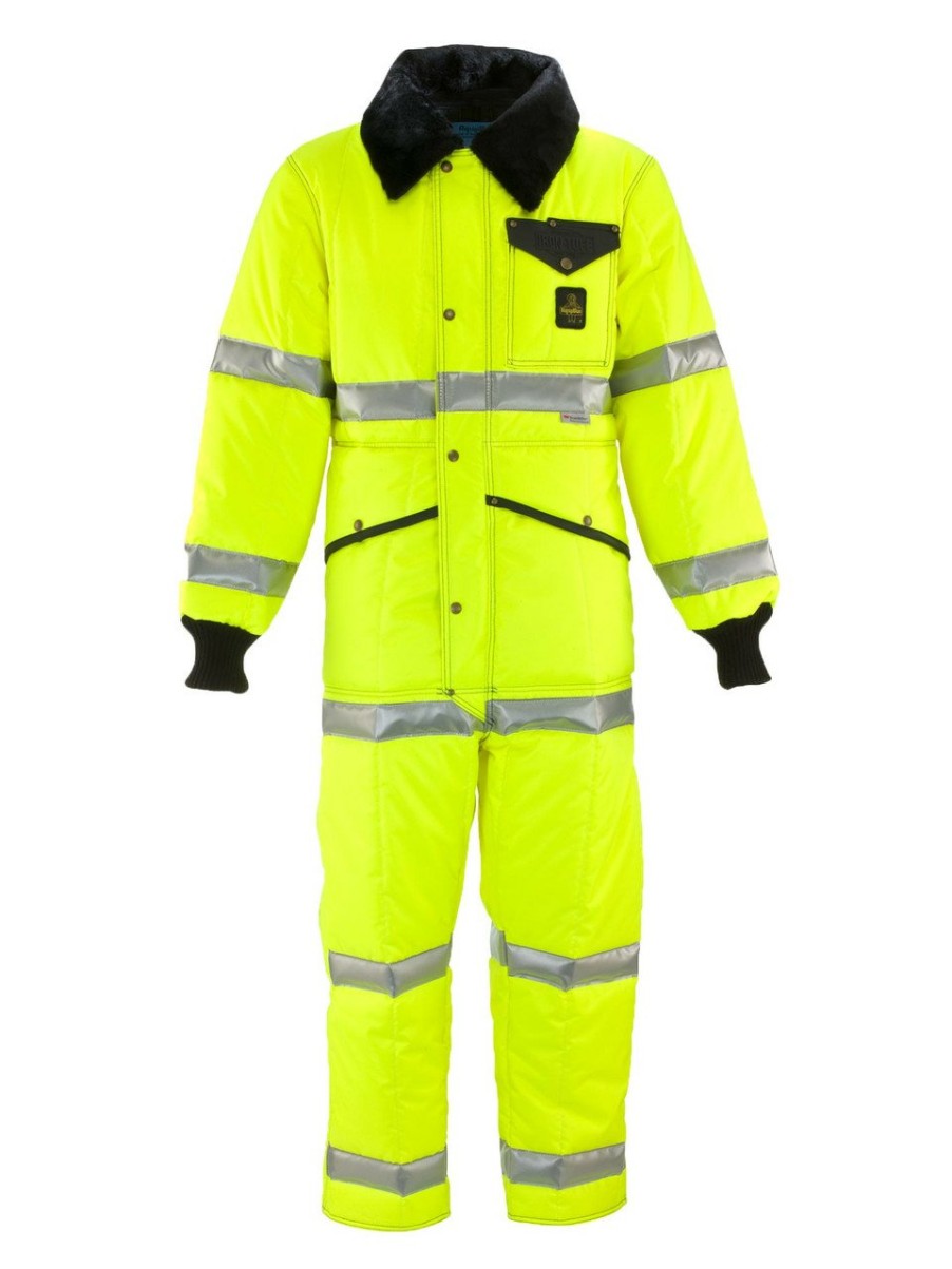 RefrigiWear Hivis Iron-Tuff® Coveralls With Reflective Tape Lime Grande E Alto