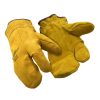 RefrigiWear Three-Finger Leather Mitt Gold Guanti