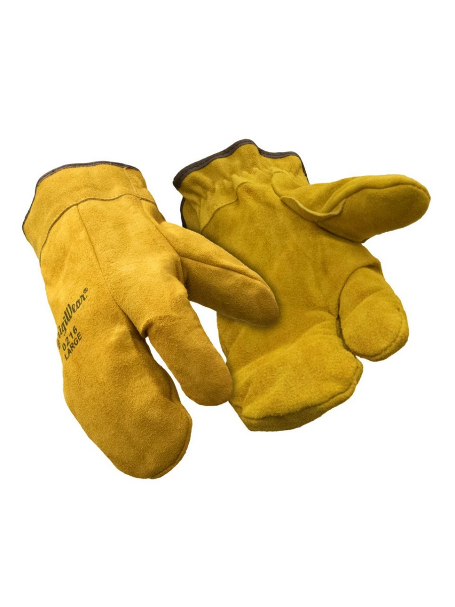 RefrigiWear Three-Finger Leather Mitt Gold Guanti