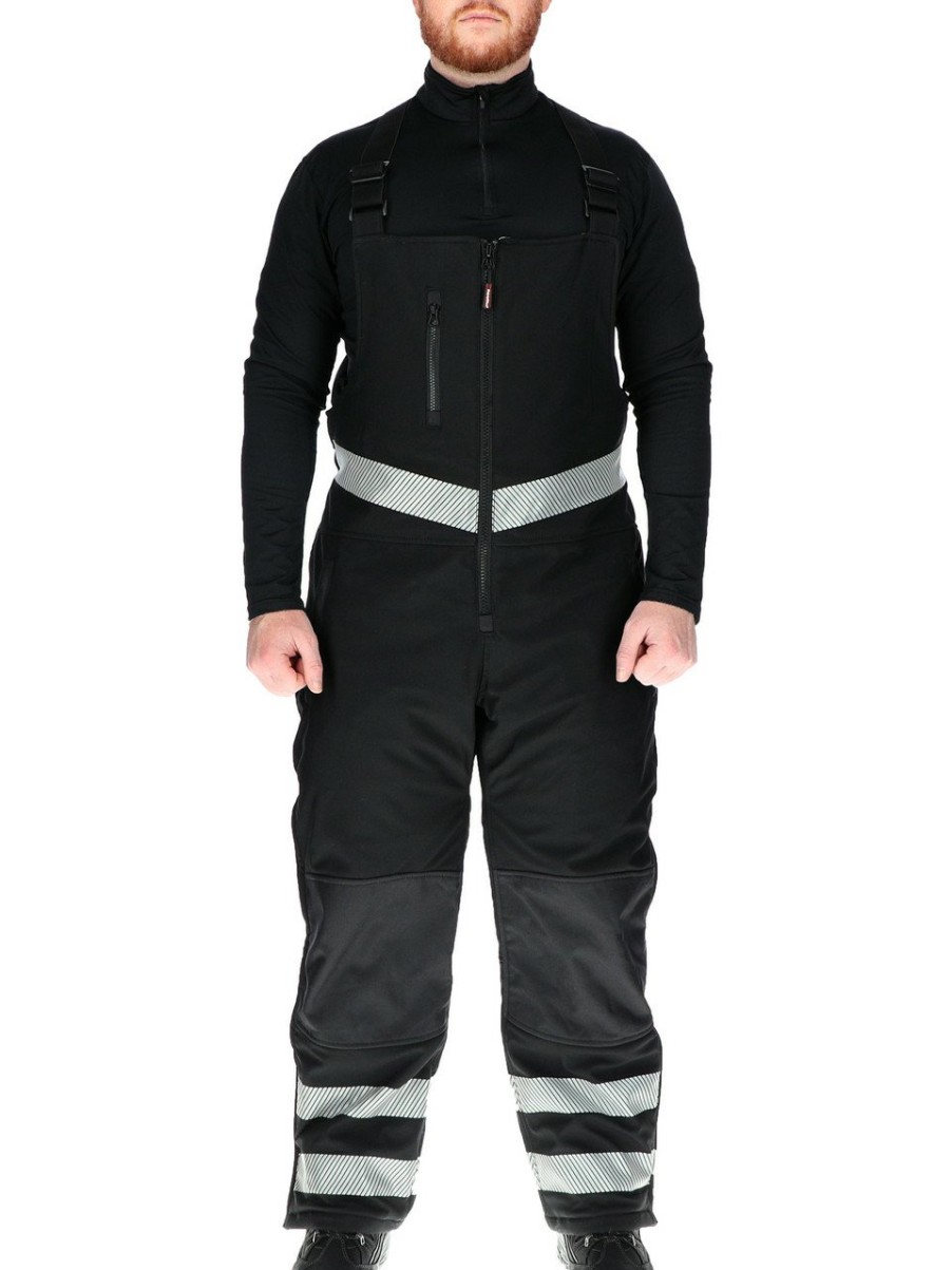 RefrigiWear Insulated Softshell Enhanced Visibility Bib Overalls Black Grande E Alto