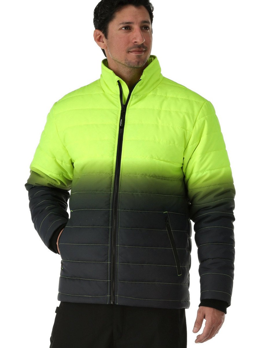 RefrigiWear Enhanced Visibility Quilted Jacket Lime/Navy Grande E Alto