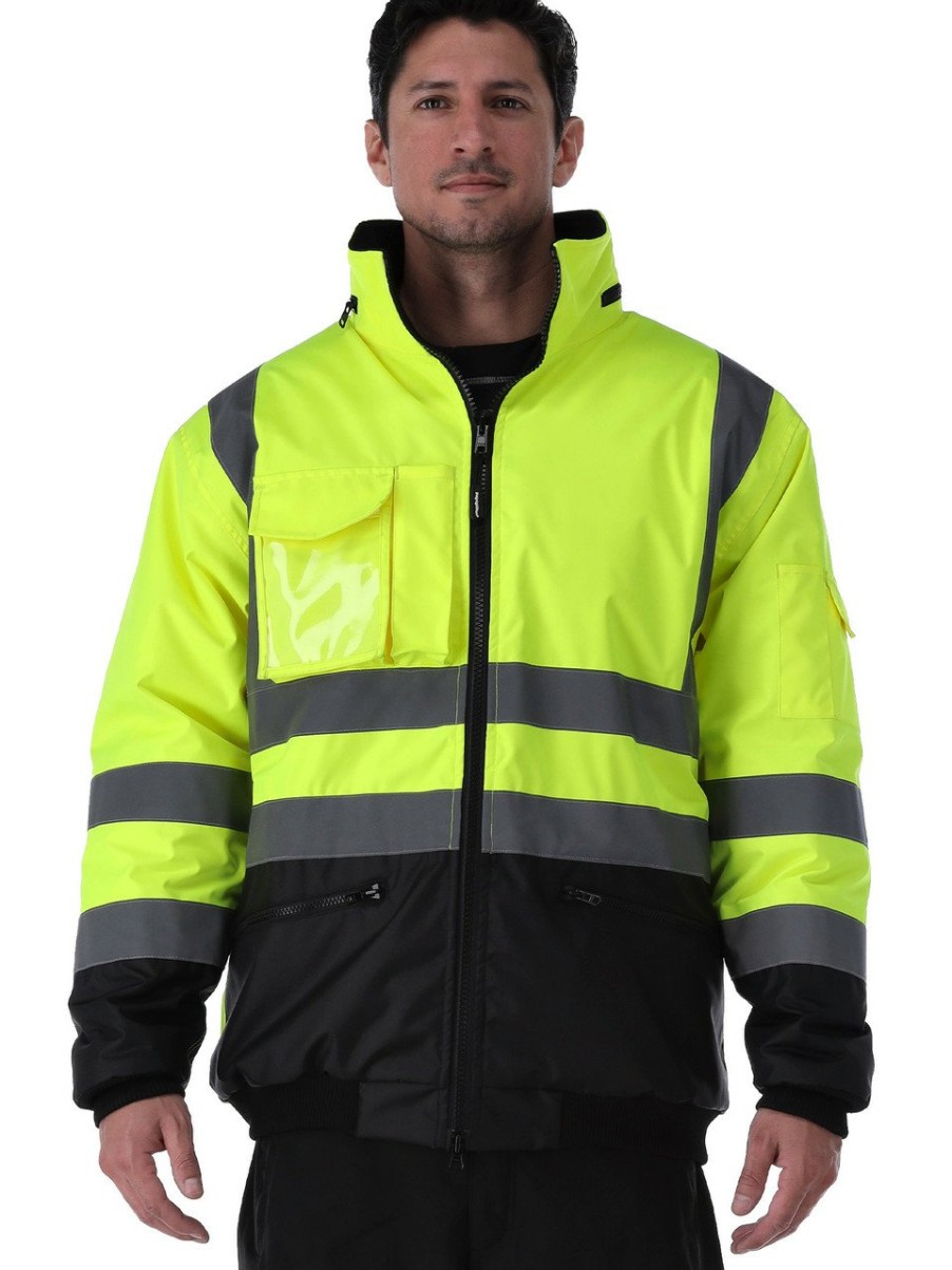 RefrigiWear Hivis Waterproof Bomber Jacket Lime Grande E Alto