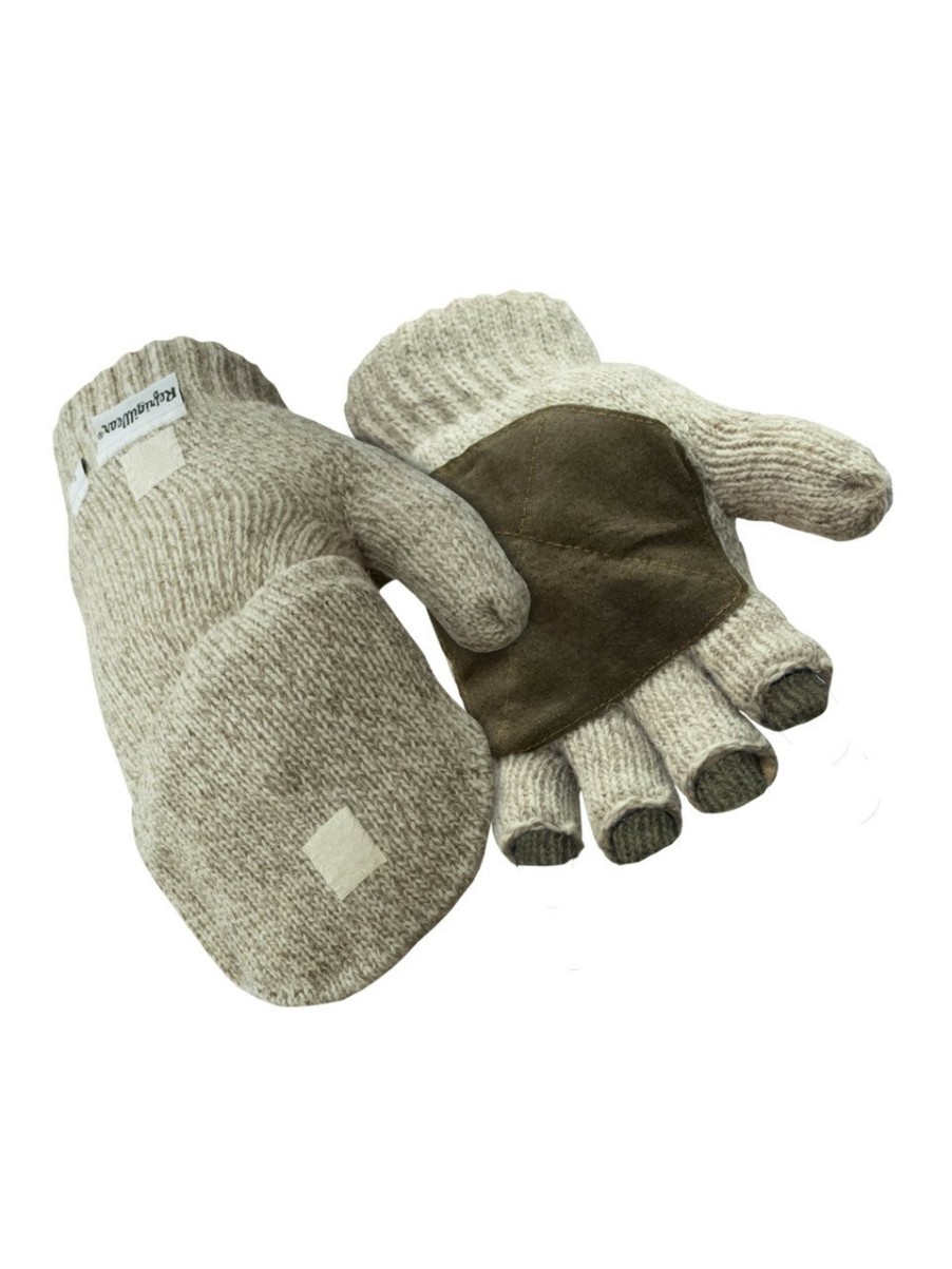 RefrigiWear Premium Wool Convertible Mitt Brown Guanti Di Lana