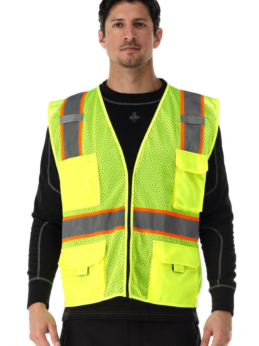 RefrigiWear Safety Vest With Pockets & Radio Loop Bretelle E Attrezzature Di Sicurezza