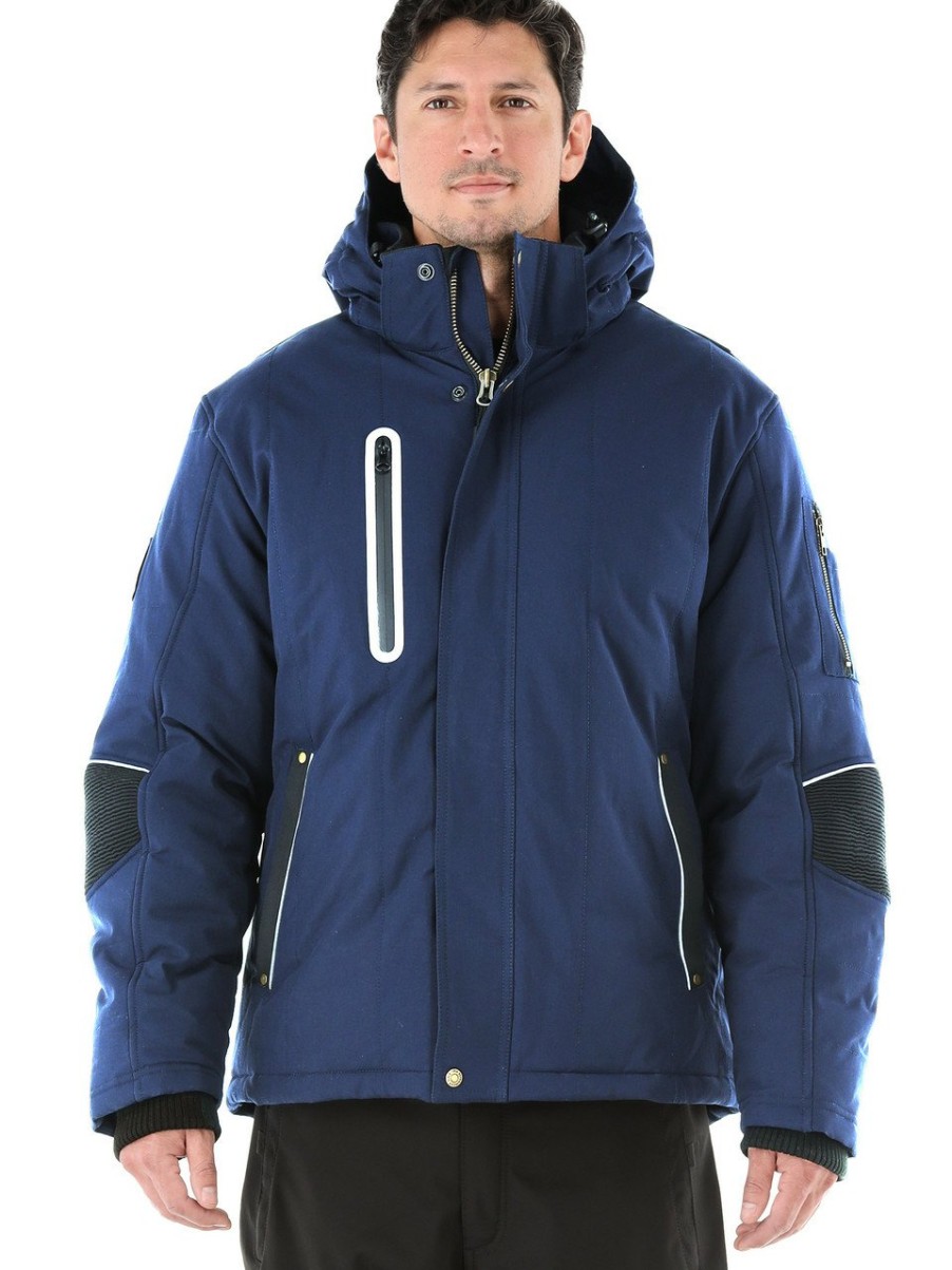 RefrigiWear 54 Gold Hooded Utility Jacket Navy Grande E Alto