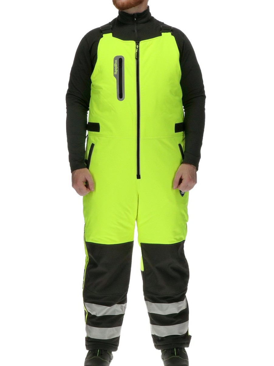 RefrigiWear Hivis Extreme Softshell Bib Overalls Lime/Black Grande E Alto