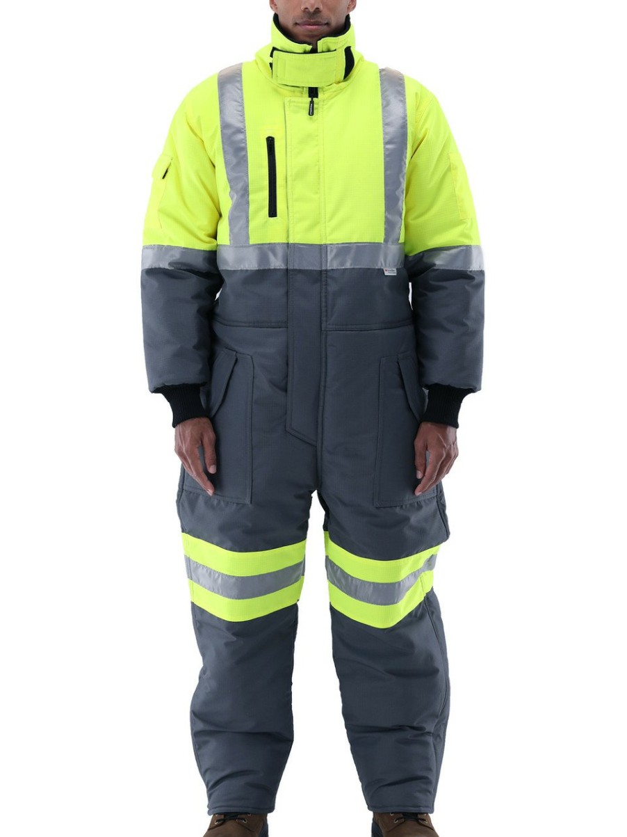 RefrigiWear Freezer Edge® Coveralls Lime/Gray Grande E Alto