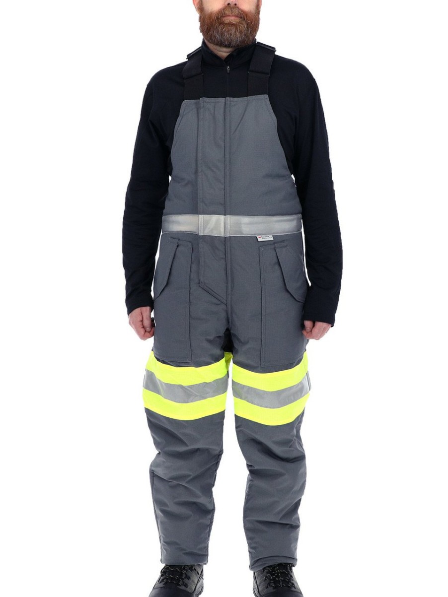 RefrigiWear Freezer Edge® Bib Overalls Lime/Gray Grande E Alto