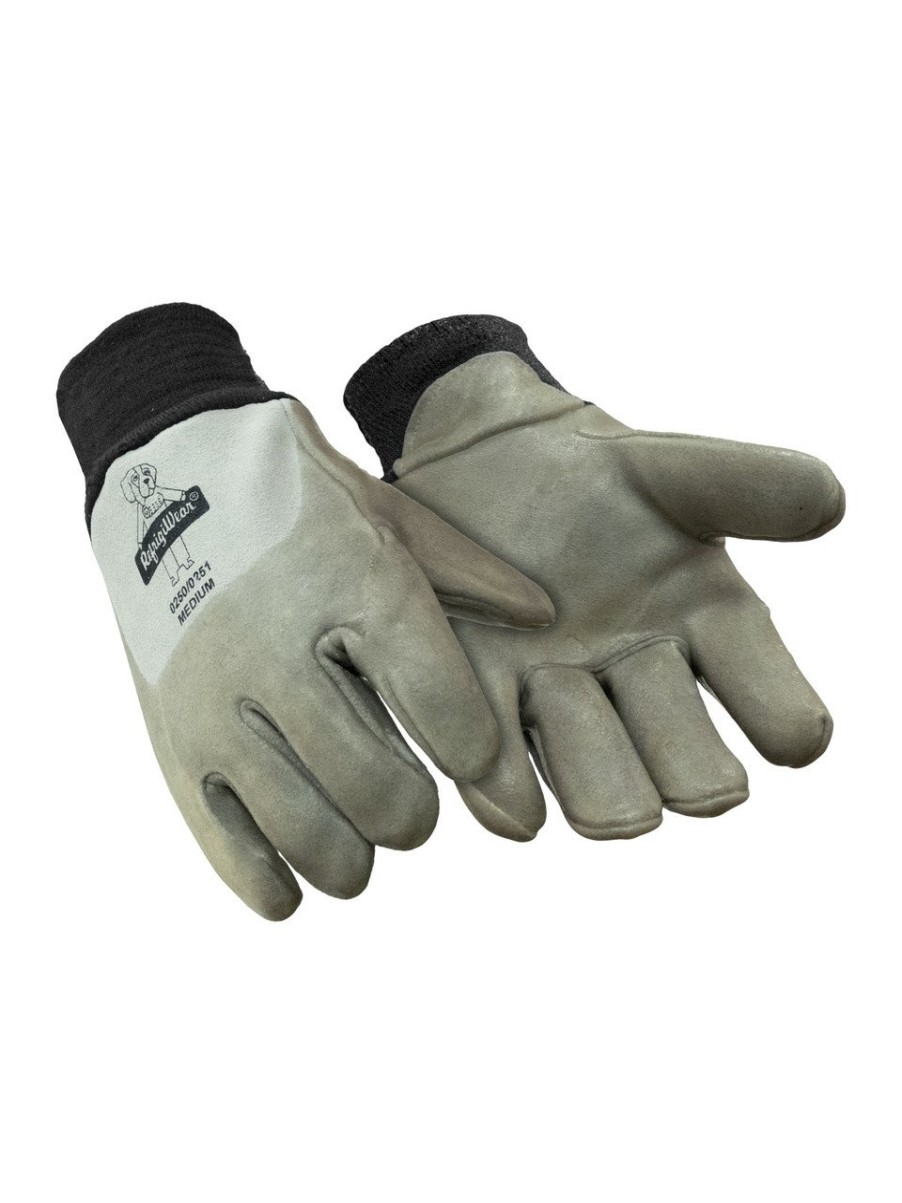 RefrigiWear Latex-Coated Cowhide Freezer Glove Gray Guanti Rivestiti